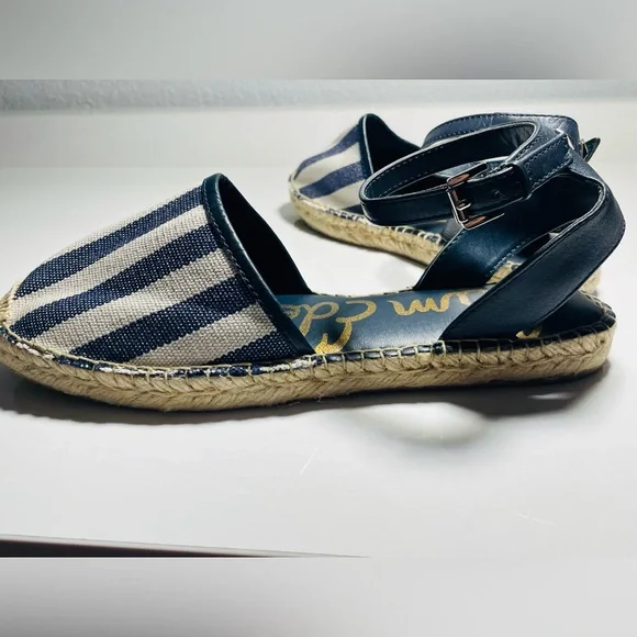 BNWOT Sam Edelman Vivian Espadrille Sandals Navy Stripe Nautical Chic Sz 7.5 - Picture 2 of 11